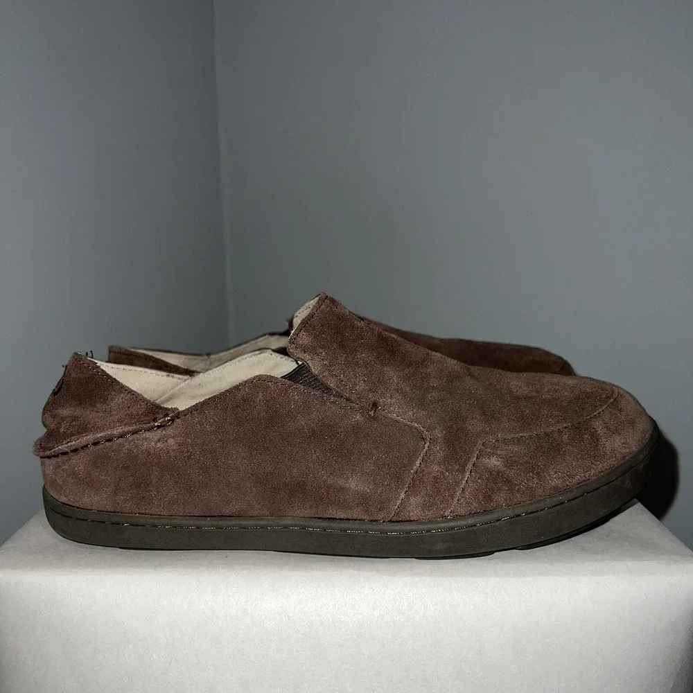 OluKai Nohea Suede Leather Brown Slip On Loafers Mens Size 8 10177-4848